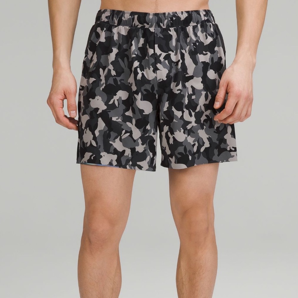 Lululemon Lunar New Year Surge Lined Short 6" Special Edition Rabbit Print Grey